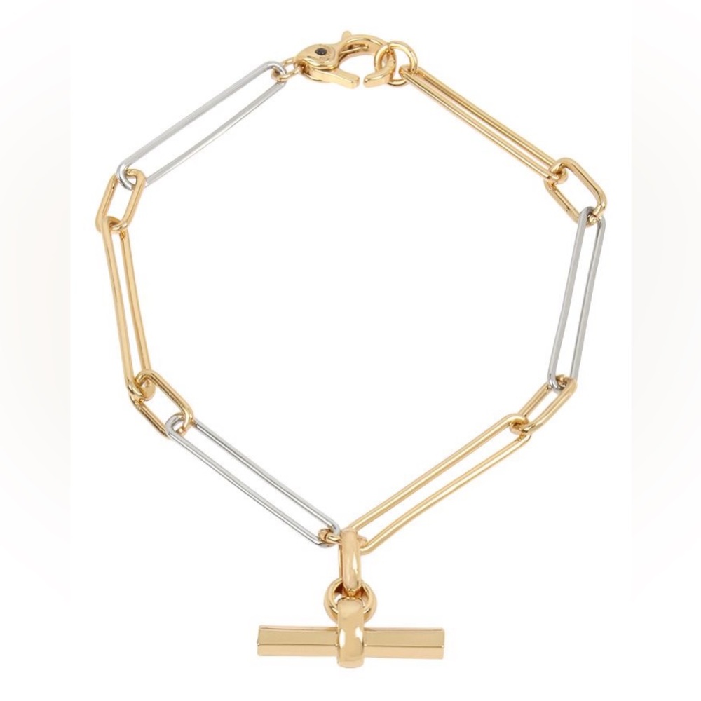 NWT ALLSAINTS Two Tone Paperclip Link Bracelet